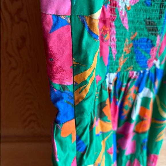 *HP* J. Crew Green Smocked Midi Dress | 100% Cotton | Farm Rio Vibes | Size 8 - Picture 10 of 14